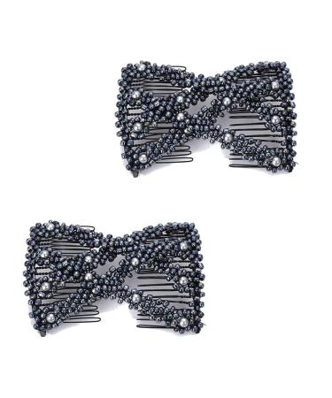 Butterfly Stretch hair clip toctax 2PCs Magic Beads hair accessories hair clip pearls hair clips women diy hair styling tool black