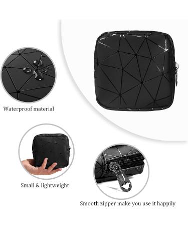 OWTING Sanitary Napkin Storage Bag | Menstrual Cup Pouch | Geometric Stitching | Small Makeup Organizer | Portable & Large Capacity | Black - Buy Online on GoSupps.com