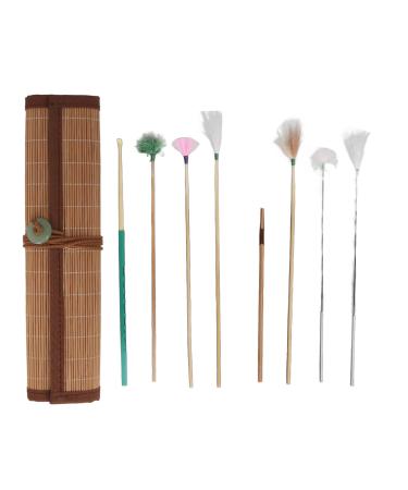 7pcs Ear Clean Feather Kit Earwax Cleaning Tools with Bamboo Mat Deeply Clean Massage Relaxing Ear Wax Removal Feather