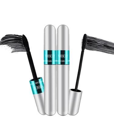 Vibely Mascara 5x Longer Waterproof  2 in 1 4D Silk Fiber Lash Mascara  Lash Cosmetics Vibely Mascara 5x Longer Washable  Long-lasting Thrive Black Mascara for Natural Lengthening and Thickening 2pcs
