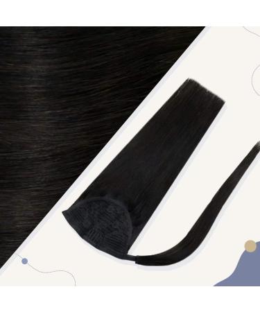 Black Braid Hair Extension - 80g Real Human Hair Ponytail - 50cm Remy Straight Black #1b - Buy Online on GoSupps.com