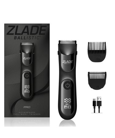 ZLADE Ballistic Pro Full-Body Manscaping Trimmer with Ceramic Blades Waterproof Digital Display Beard Body Bush Black