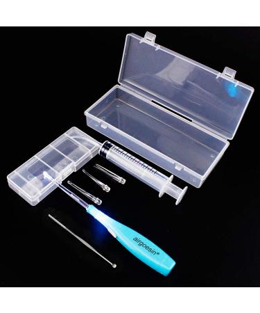 Airgoesin Upgraded Tonsil Stone Remover Tool or Earwax Removal Blue 4 Tips Tonsillolith Pick Case + 1 Irrigator Fresh Breath Oral Rinse Tool Set With Sprayer 2