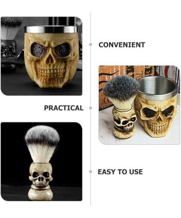 Exceart Vintage Skull Razor Brush Kit | Wooden Handle Shaving Brushes for Men | International Shipping Available - Buy Online on GoSupps.com
