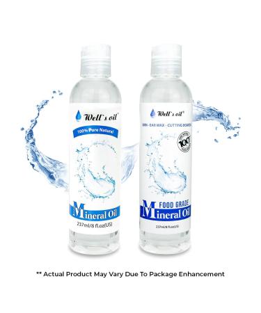 Well's Mineral Oil 8 fl oz 70NF Food Grade - Wood Cutting Board Conditioner & Ear Wax Cleaning Solution - Buy Online on GoSupps.com