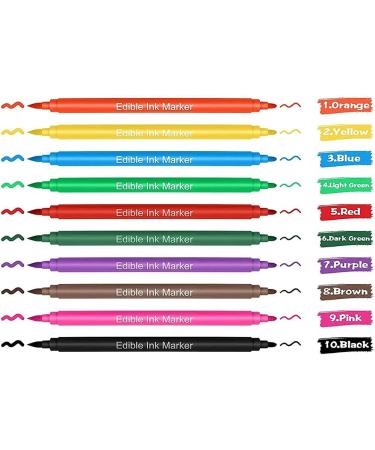 Oikabio 10 Pieces Food Colour Pens Baking Edible Marker Pen Food Pen Tip Colouring Marker for DIY Cake Decoration Biscuits - Buy Online on GoSupps.com