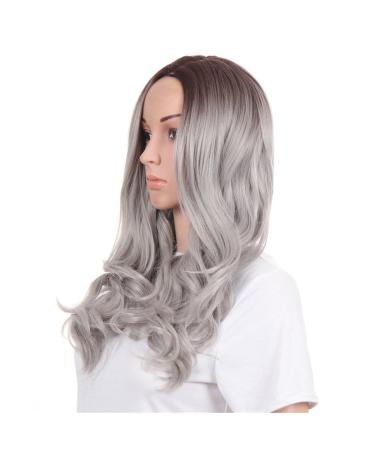 Long Wavy Black to Grey Wig - Heat Resistant Synthetic Fiber | International Shipping Available - Buy Online on GoSupps.com