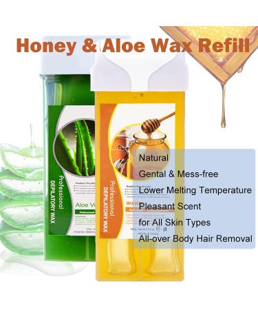 iMeshbean Depilatory Roll on Wax Heater Kit - Aloe & Honey Wax, 100 Paper Strips - Buy Online on GoSupps.com