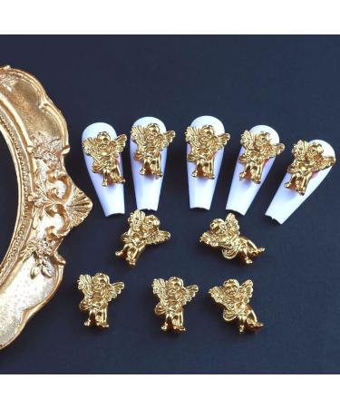 10pcs Baroque Angel Baby Nail Charms - 3D Embossed Cupid Charms for DIY Manicure - Gold Nail Accessories - Buy Online on GoSupps.com