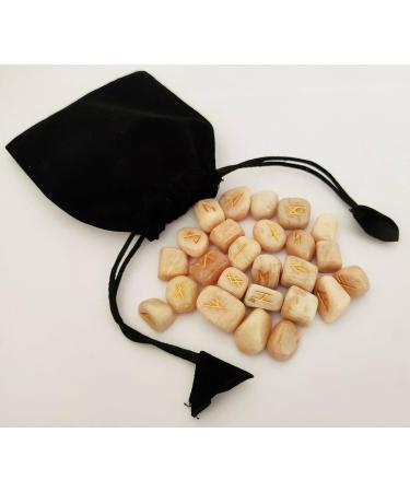 Sharvgun Peach Moonstone Rune Set 25 pi ces avec tableau en bois MDF runique grav lettrage symbolique pa en velours noir/rouge pochette incluse bo te cadeau - Buy Online on GoSupps.com