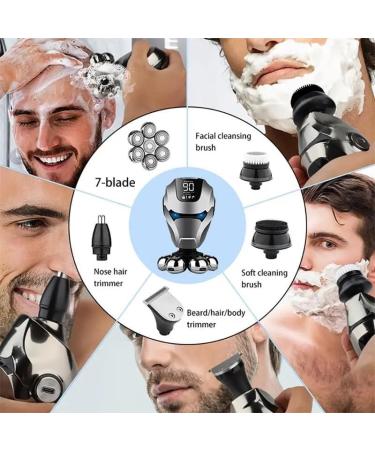 Best Head Shavers for Bald Men - Electric Rechargeable Razor with 7 Floating Heads Nose Hair Trimmer & Facial Cleaning Brush - Buy Online on GoSupps.com