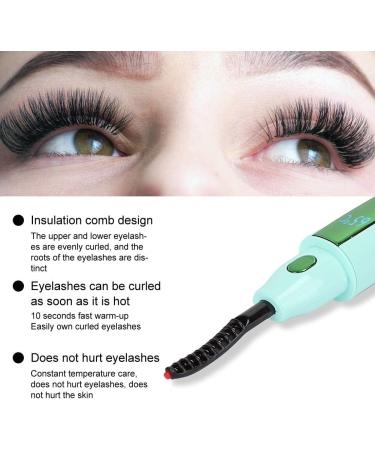 Eyelash Curler Electric Fast Heating Long Lasting Tool for Makeup Green USB Charging - Buy Online on GoSupps.com