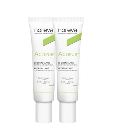 Noreva | Exfoliac BB-Cr me Soin teint Anti-Imperfections | Corrige & Elimine les imperfections | R gulateur de S bum |Teinte Claire |Peau a Tendance Acn ique | Fabriqu en France | Lot de 2x30mL