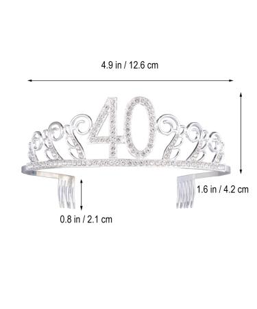 Rhinestone 40th Birthday Tiara - Silver Crystal Crown Headband for Women and Girls - Buy Online on GoSupps.com