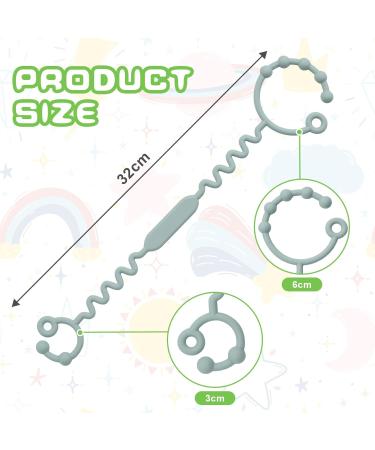 Vicloon Silicone Toy Clip 2Pcs - Food Grade Pacifier & Sippy Cup Strap | Adjustable Stroller & Toy Safety Straps - Anti-Drop Chain for Hanging Toys - Pink/Grey - Buy Online on GoSupps.com