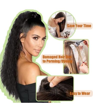 Saisifen Drawstring Ponytail Extension Long Water Wavy Synthetic Combs in Hair Extensions for Women Natural Looking Curls Hair 110g 50 CM/20 Inch #Silver Grey - Buy Online on GoSupps.com