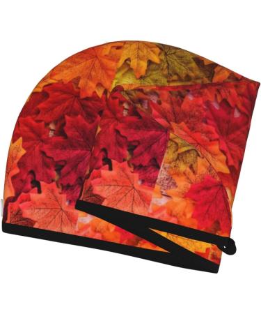 Quick-Dry Hair Towel Wrap with Button | Autumn Leaf Towel Turban for Effortless Hair Drying - Buy Online on GoSupps.com