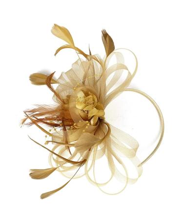 Bridal Hair Accessories Womens Mesh Ribbon Fascinator Hat Contrast Color Flower Wedding Headband Gold Hair Pins