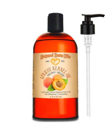 Natural Born Oils Apricot Kernel Oil. 16oz. 100% Pure and Natural  Cold-pressed  Organic Moisturizer Ideal for All Skin Types 16 Ounce
