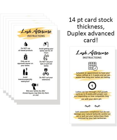 Wanyeer Lash Extension Aftercare Instructions Cards - 50 Pack Double Sided Business Cards - Lash Care Tips - White Yellow Watercolor Design - Buy Online on GoSupps.com