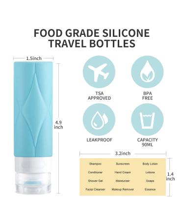 Amomela Silicone Travel Bottles - Leak Proof TSA Approved 3oz Toiletry Containers (5 Pack) | BPA Free Refillable Travel Accessories - Buy Online on GoSupps.com