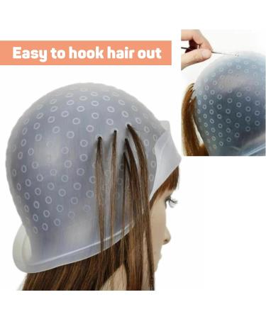 Highlighting Cap Silicone Highlighting Cap with Hook Professional Reusable Highlighting Caps and Hook Kit Hairdressing Dyeing Staining Tools for Women Men - Buy Online on GoSupps.com