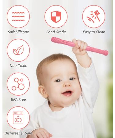 Hongteya Baby Bite Tube & Ring Set - BPA-Free Silicone Dental Aid 0-12 Months 6 Vibrant Colors - Safe Teething Solution for Infants - Buy Online on GoSupps.com