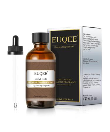 EUQEE Leather Fragrance Oil 60ml Premium Grade Aromatherapy Fragrance Oils Fragrance Essential Oils for Diffusers for Home DIY Candle Making Leather 60.00 ml (Pack of 1)