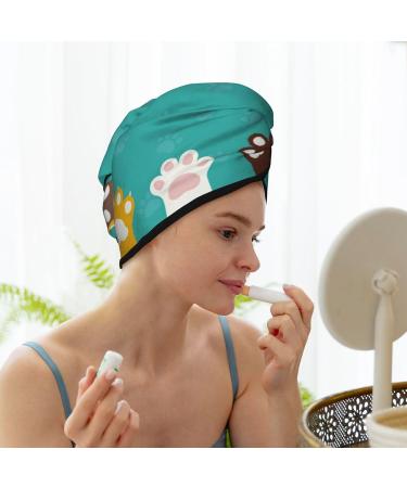 Cute Cat Paw & Dog Microfiber Hair Towel | Super Absorbent Coral Velvet Quick Dry Cap for Long Curly & Thick Hair - Perfect for Women - Buy Online on GoSupps.com