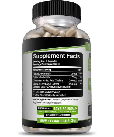 Kaya Naturals Garcinia Cambogia - Non-GMO, Gluten-Free & Soy-Free - 60 Vegetable Capsules for Overall Wellness - Buy Online on GoSupps.com