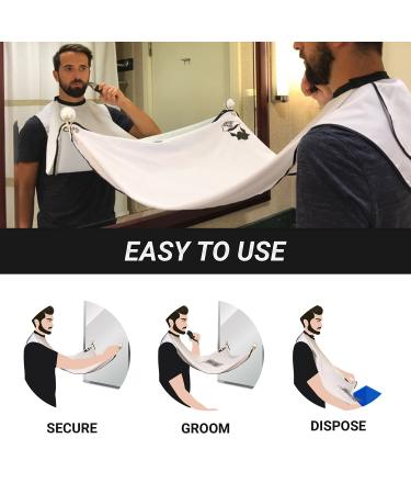 Beard Hair Catcher 2 Pack White Beard Cape Apron with Suction Cups by Captain Jax - Buy Online on GoSupps.com