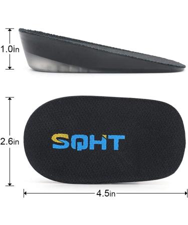 SQHT Gel Heel Lift Inserts for Height Increase - Achilles Tendon Cushion - Men and Women - Large (1 Inch) - Black - Pack of 2 - Buy Online on GoSupps.com