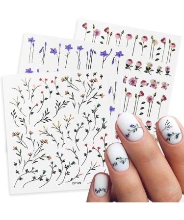 Summer Blossom Nail Art Decoration Classy Poppy Rose Branch Designs Nail Sticker 3D Decals Flowers Leaves(DP-130) - Buy Online on GoSupps.com