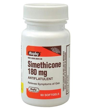 Rugby Simethicome 180mg Antiflatuent (Relieves Symptoms of Gas) 60 Softgels