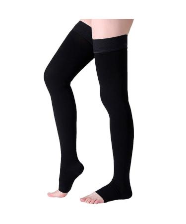 Wallfire Medical compression stockings 23-32mmhg thighs prevent socks for women men relief varicose veins black M (2 pack)