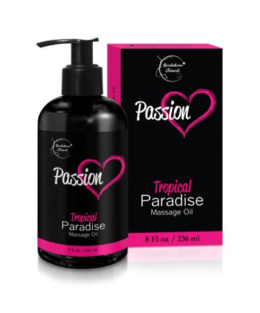 Passion Sensual Massage Oil for Couples | 100% Natural Body Massage Oil for Date Night with Jojoba Oil | Relaxing Massage Oil for Massage Therapy | Perfect Glide & Smooth Skin Tropical Paradise Scent