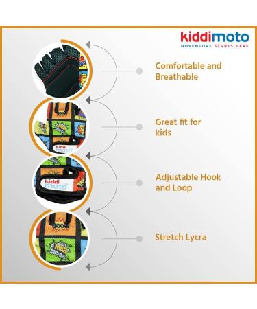 KIDDIMOTO Children's Fingerless Cycling Gloves for Boys & Girls - Bicycle Bike Gloves M (4-8y) - Fun Comic Design - Buy Online on GoSupps.com