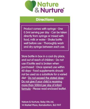 Nature & Nurture Baby & Child Vitamins - Gentle Liquid Vegan Drops for Babies, Toddlers & Children - Made in UK - 60 Doses - Buy Online on GoSupps.com
