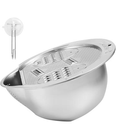 Abizarch Rice Strainer 304 Stainless Steel Rice Washer Strainer Bowl 2 in 1 Rice Washer with Side Drainer Sturdy Enduring Rice Strainer for Cleaning Fruits Vegetables Beans ZHAZHAMO(1 Silver) 1 Silver - Buy Online on GoSupps.com