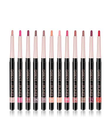 CHJUZI Set of 12 waterproof matte velvet lip pencils that won't leave a mark.