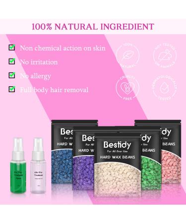 Bestidy Waxing Kit for Women & Men - Home Wax Warmer with Hard Wax Beans for Hair Removal | Brazilian, Body, Armpit, Bikini, Chest, Legs, Face, Eyebrow - Non-Stick Silicone Bowl - Buy Online on GoSupps.com