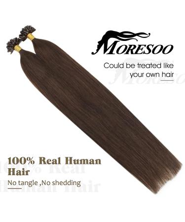 Moresoo Real Hair Extensions - 1g Remy U Tip Keratin Bondings Dark Brown #4 50g 45 cm - Premium Pre-Bonded Hair Extensions - Buy Online on GoSupps.com