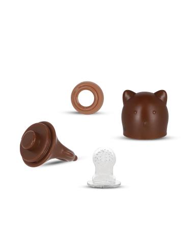 BABYLEDO Baby Fruit Pacifier with Teething Ring | 6+ Months | Safe for Fruits & Vegetables | Cute Bear Design - Duet Brown  - Buy Online on GoSupps.com