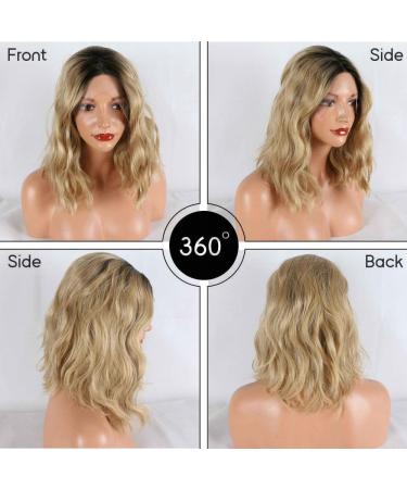 Yinuozhogntian 14" Ombre Blonde Short Bob Wig - Heat Resistant Synthetic Lace Front for Women & Drag Queens - Buy Online on GoSupps.com