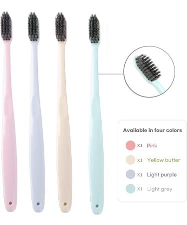 Jedon 4Pcs Soft Bristle Toothbrush for Sensitive Teeth and Gums | High Density Contact Bristles | Compact & Slim Design | Black - Buy Online on GoSupps.com