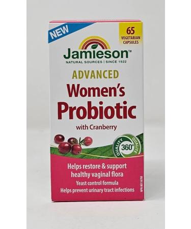 Jamieson Advanced Women's Probiotic with Cranberry Help Support & Restore Healthy Vaginal Flora - 65 Vegetarian Capsules