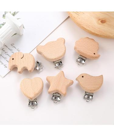 Premium Wood Pacifier Clips Set - 6 Pieces | Durable & Safe Baby Pacifier Clips - Buy Online on GoSupps.com