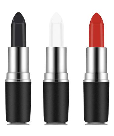 3 Colors Makeup Clown Eye Black Stick Face Body Paint Stick Cream-Blendable Face Paint Stick Nose & Lip Smacking Professional Face Body Paint Eyeblack Stick for Sports Halloween SFX Clown Makeup Black+White+Red