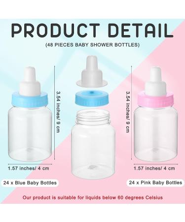 Gender Reveal Baby Shower Favors Set | 48 Mini Milk Bottles, 48 Plastic Pacifiers, 64 Stickers, 2 Rolls Ribbon - Buy Online on GoSupps.com