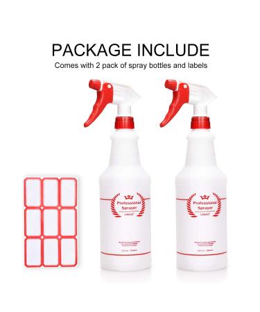 2 Pack 32 Oz Heavy Duty Plastic Spray Bottles - Red | All-Purpose Sprayer for Cleaning, Planting, Pet Care | Leak Proof, Adjustable Nozzle - Buy Online on GoSupps.com